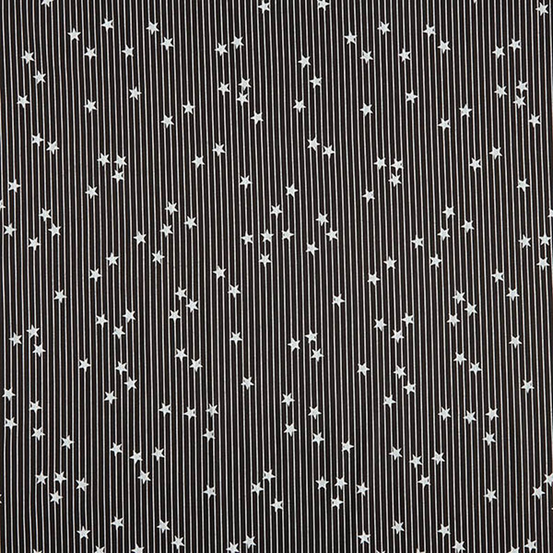 Popelina de algodão Riscas e estrelas – preto/branco,  image number 1