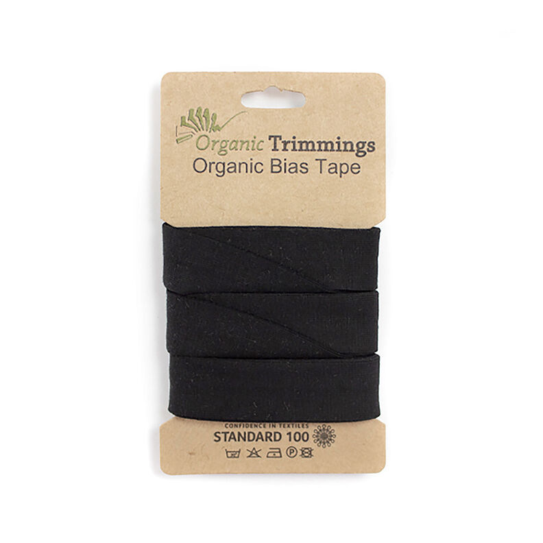 Fita de viés Jersey de algodão orgânico [3 m | 20 mm]  – preto,  image number 1