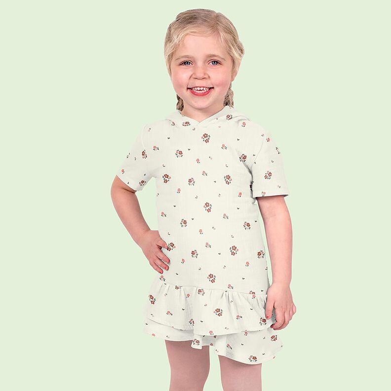 Musselina/ Tecido plissado duplo Flores – branco,  image number 6