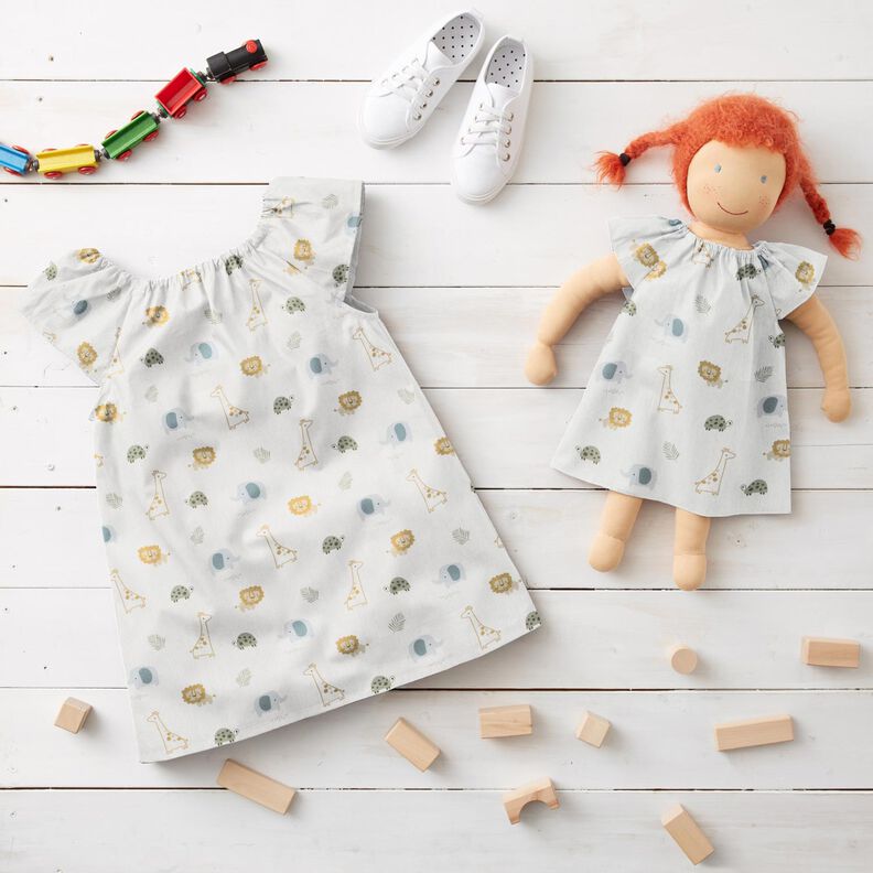 Popelina de algodão Filhotes de animais da selva – marfim,  image number 6