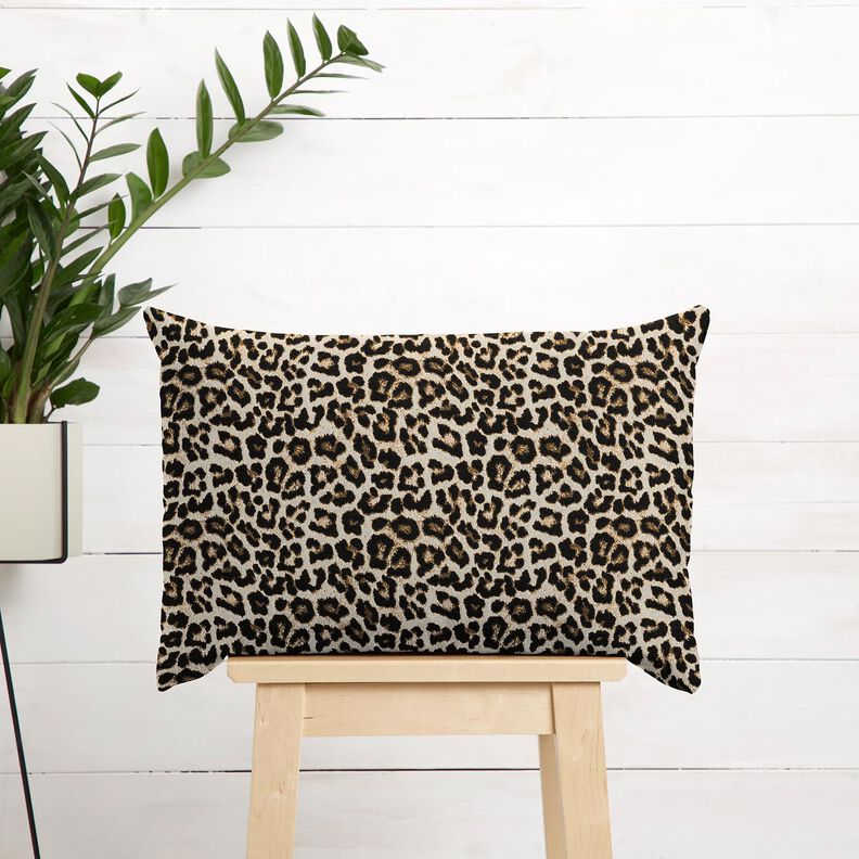 Tecido para decoração Jacquard Estampa de leopardo em rede – bege claro/preto,  image number 5