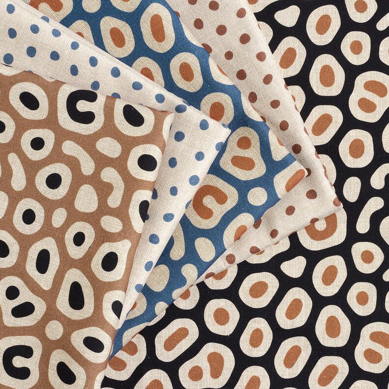 Tecido para decoração Meio linho Panamá Padrão Leo abstrato – azul/caju,  image number 5