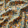 Tecido de viscose mar de flores abstrato – pinheiro azul/amarelo-caril | Retalho 60cm,  thumbnail number 2