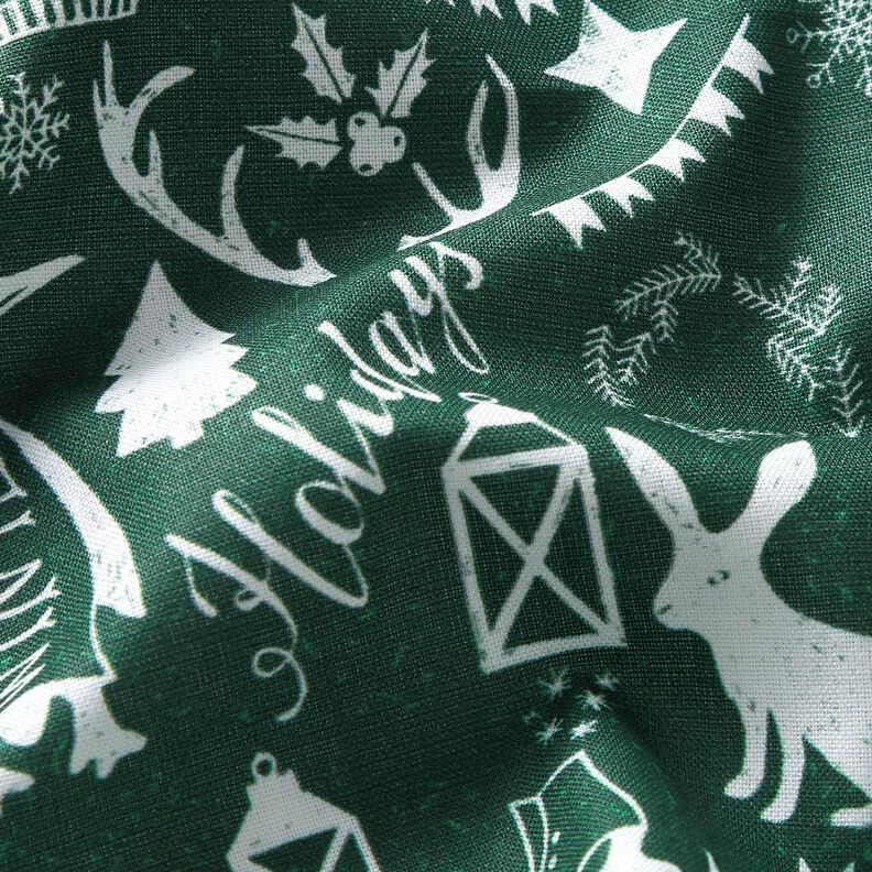 Tecido de algodão Cretone Boas festas – pinheiro azul/branco,  image number 2