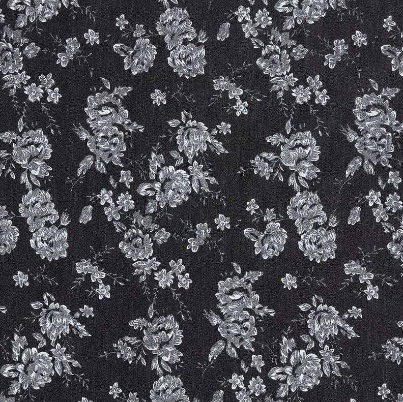 Chambray Rosas pequenas – preto/branco,  image number 1