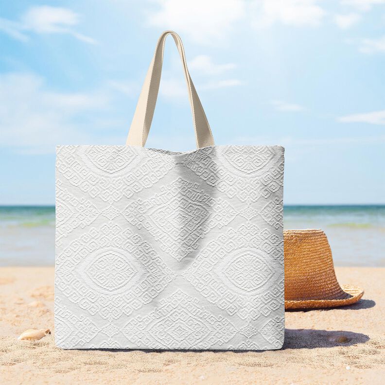 Tecido para decoração Jacquard Losangos decorativos 275 cm – branco,  image number 8