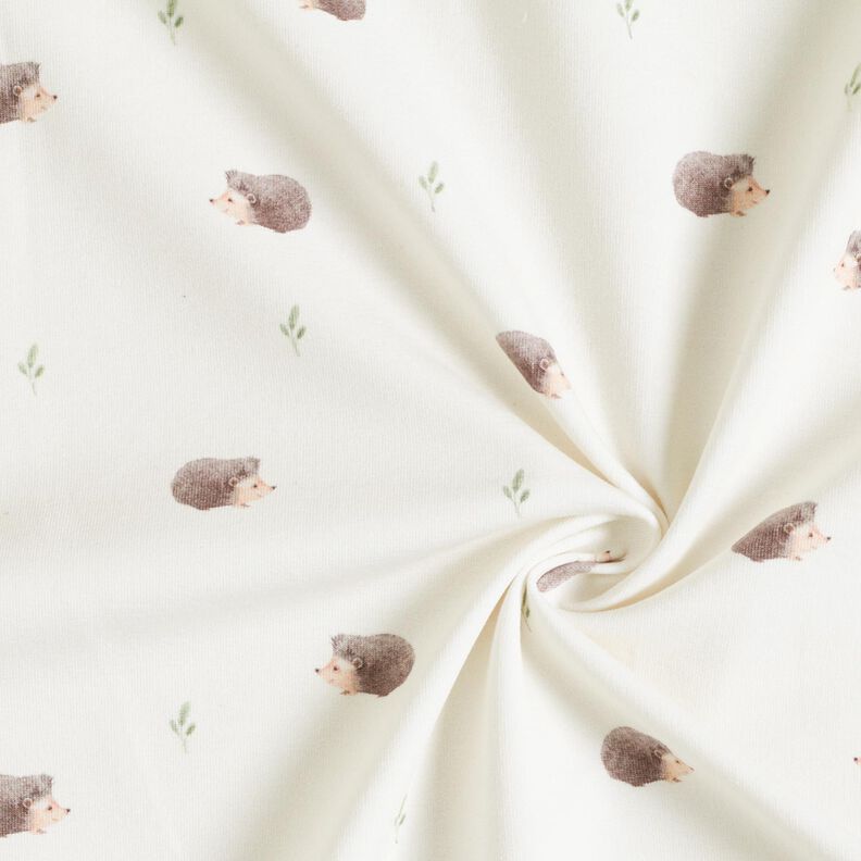 GOTS French Terry Sweat de verão Pequenos ouriços Impressão Digital – marfim,  image number 3