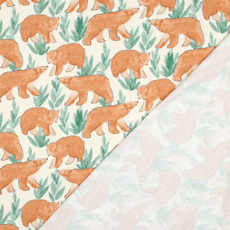 French Terry Sweat de verão Ursos em aguarela Impressão Digital | Poppy Fabrics – branco sujo,  image number 4