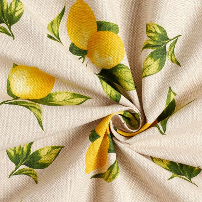 Tecido para decoração Meio linho Panamá Limões – natural,  image number 3
