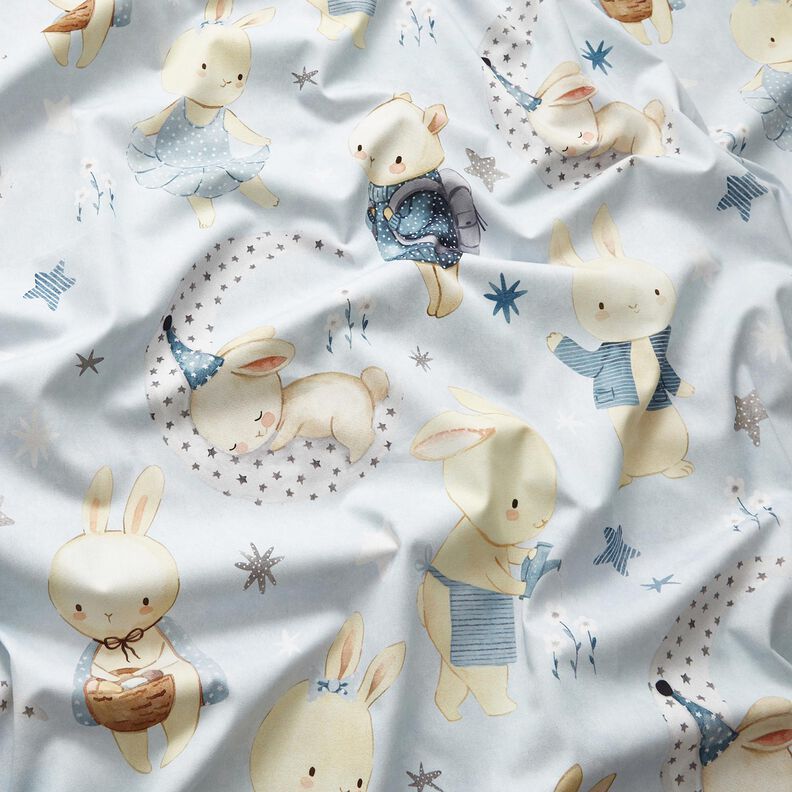 Tecido para decoração Sarja de algodão Coelhinho na Terra dos sonhos Impressão Digital – azul,  image number 2