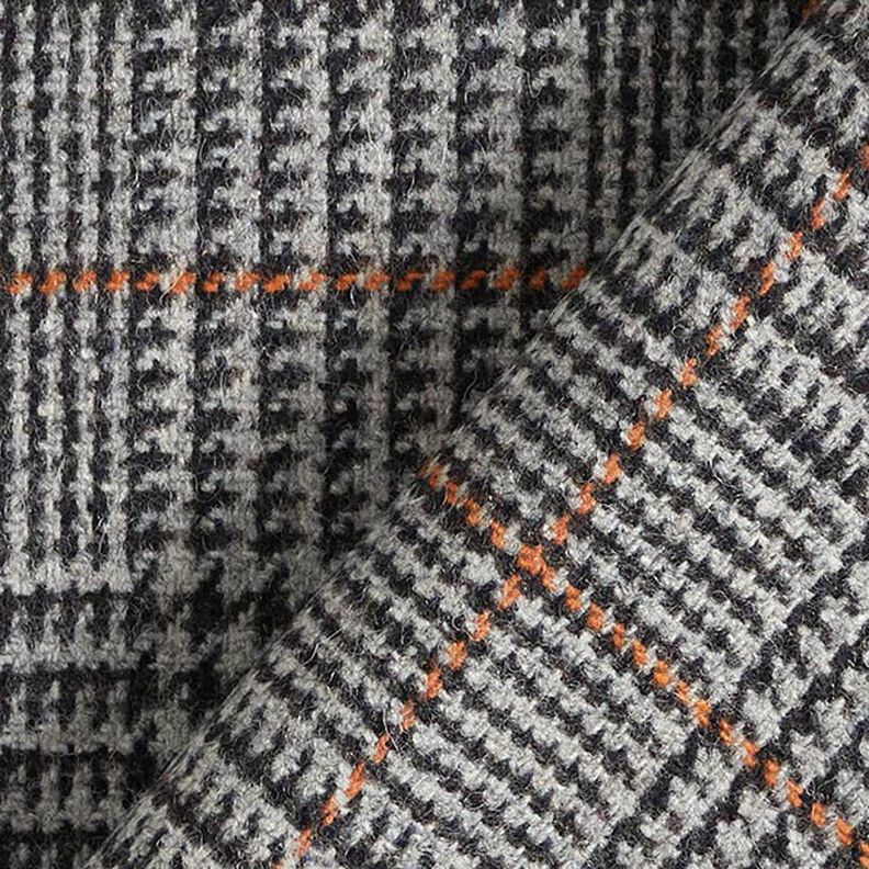 Tecido de lã Príncipe de Gales – cinzento escuro/laranja,  image number 6