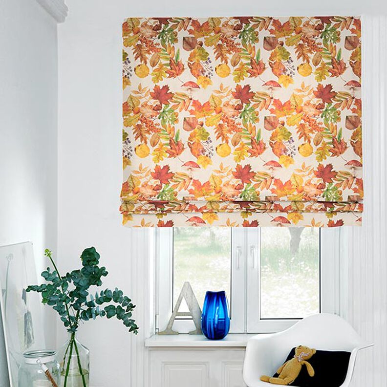 Tecido para decora&ccedil;&atilde;o Meio linho Panam&aacute; Folhas de outono reciclado &ndash; natural,  image number 6