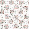 Tecido de algodão Percal Flores em corações – branco/rosa,  thumbnail number 1