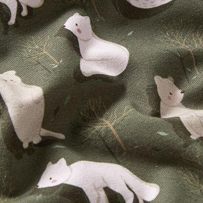 Jersey de algodão orgânico Raposa-do-ártico e marmota Impressão Digital – pinheiro escuro,  image number 2
