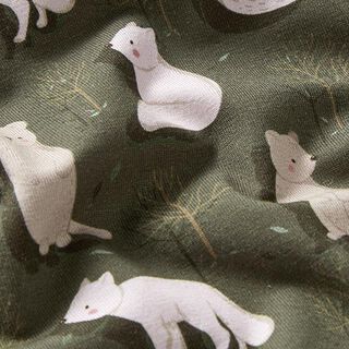 Jersey de algodão orgânico Raposa-do-ártico e marmota Impressão Digital – pinheiro escuro, 