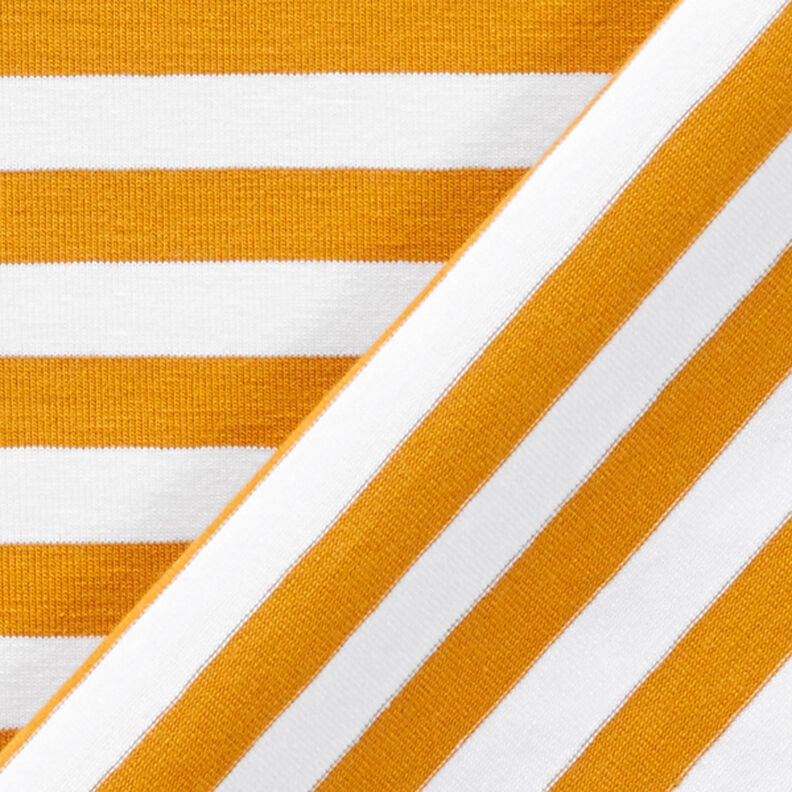 Jersey de algodão Riscas largas – mostarda/branco,  image number 4