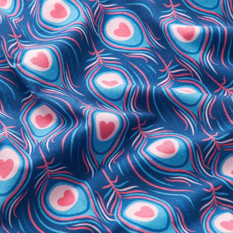 Jersey de algodão Pavo | Stoff&Liebe – azul real/rosa intenso,  image number 2