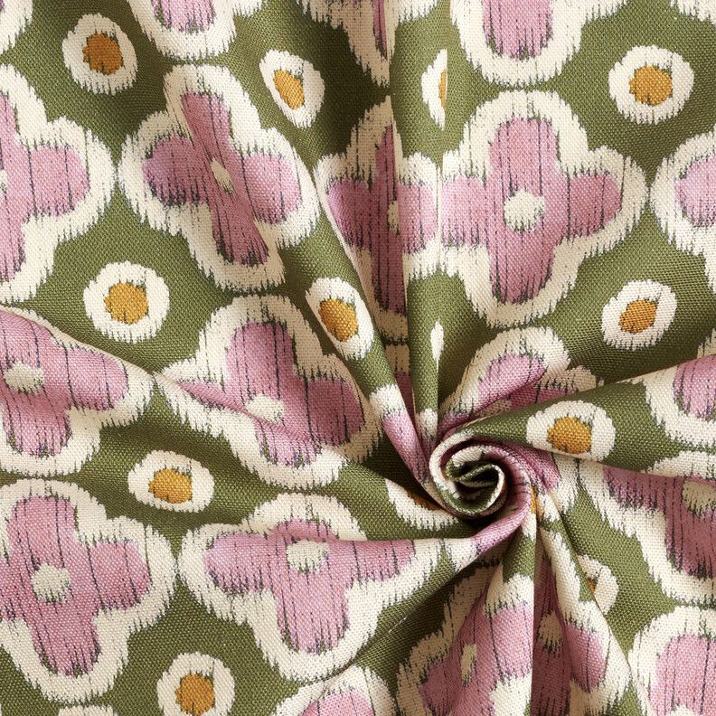 Tecido para decoração Lona Look bordado – verde-pinheiro/rosa-velho claro,  image number 3