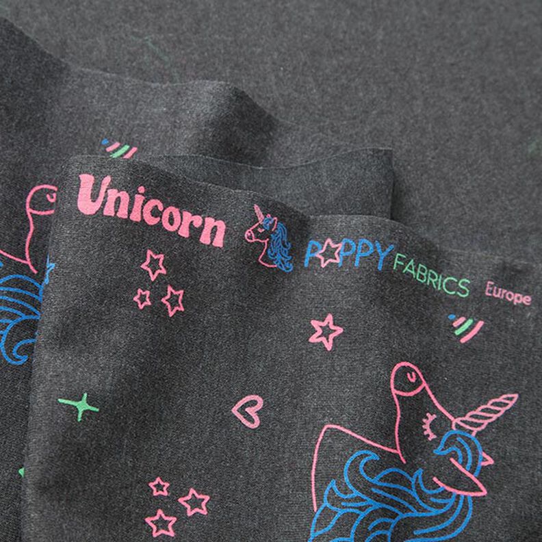 Jersey de algodão Unicórnios néon e arco-íris – antracite,  image number 3
