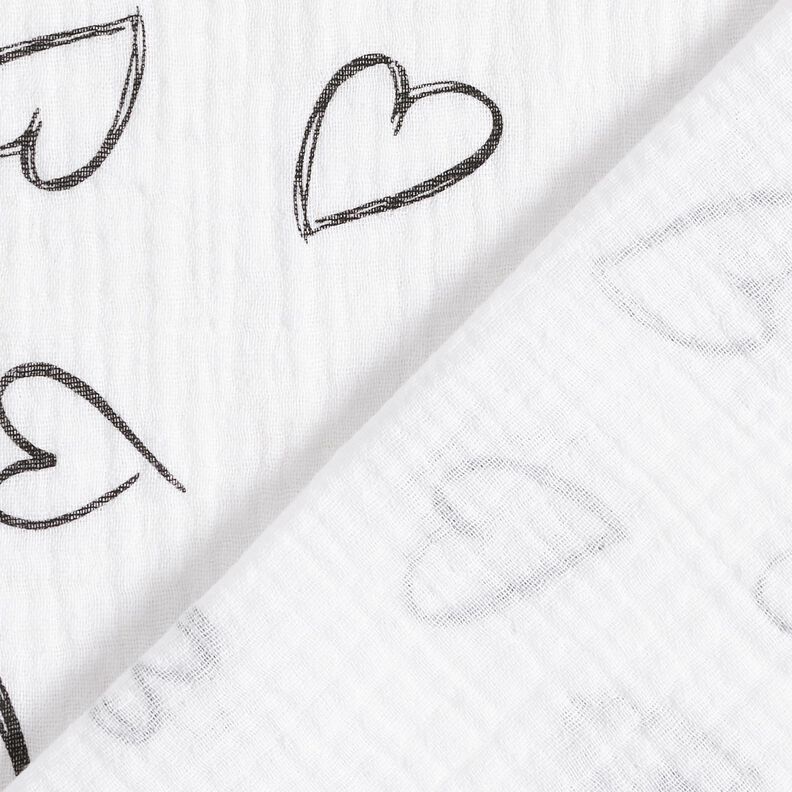 Musselina/ Tecido plissado duplo Rabisco Corações – marfim,  image number 4