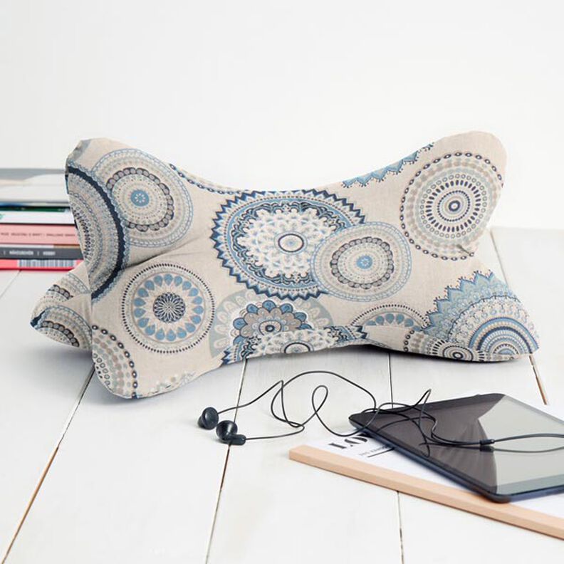 Tecido para decoração Meio linho Panamá Mandala – azul,  image number 5