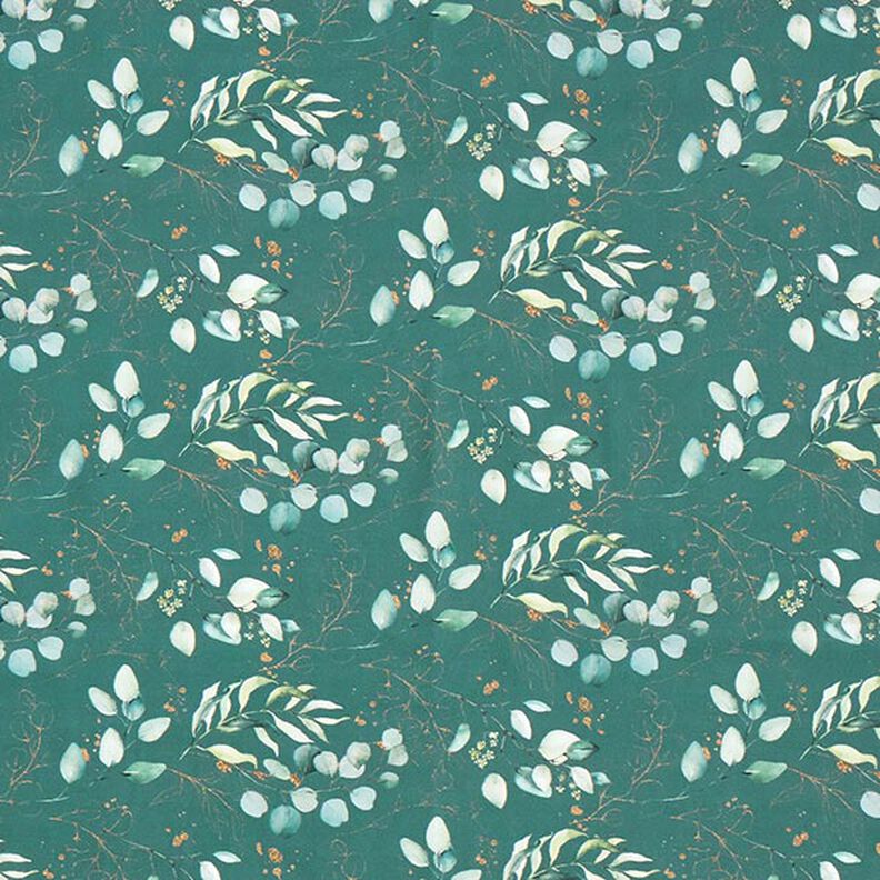 Popelina de algodão Impressão Digital Eucalipto – azul petróleo,  image number 1