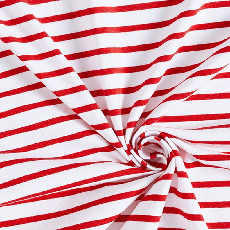 Jersey de algodão Riscas estreitas e largas – branco/vermelho,  image number 3