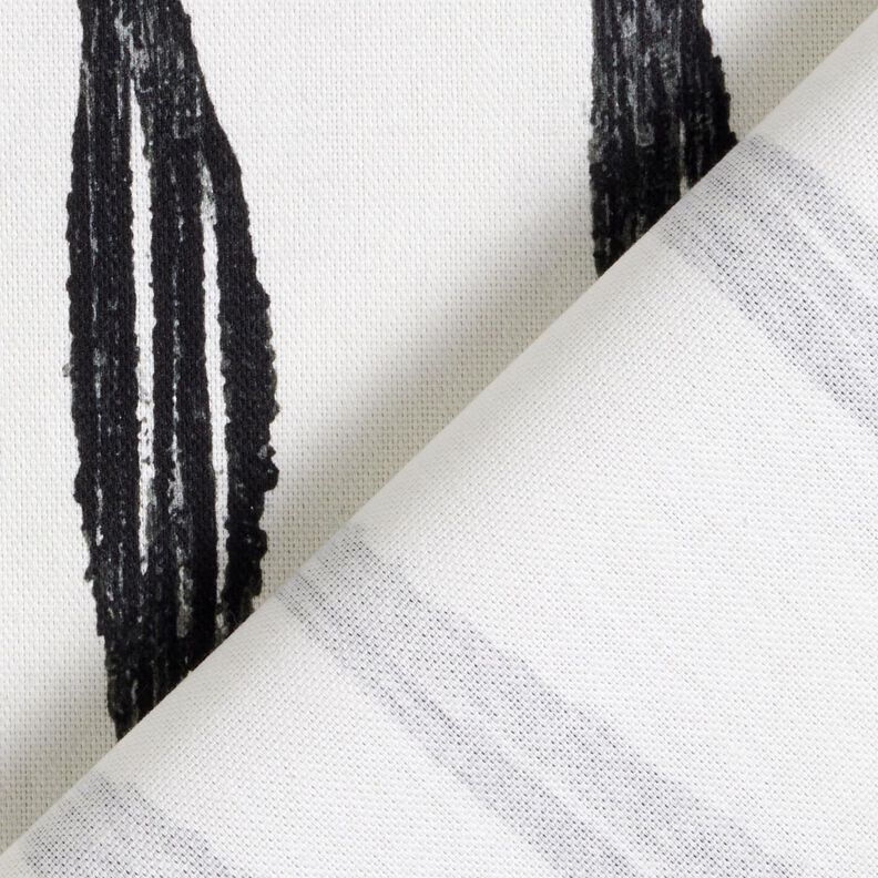 Tecido para decoração Meio linho Panamá Riscas onduladas – preto/marfim,  image number 4