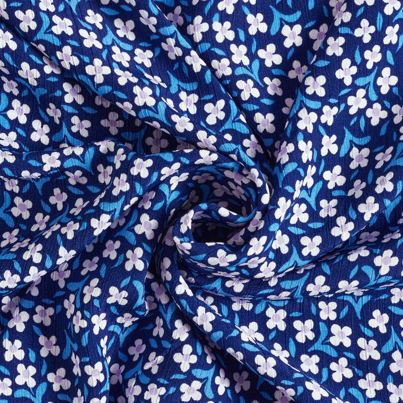 Crepe viscose Florzinhas – azul-marinho/branco,  image number 3