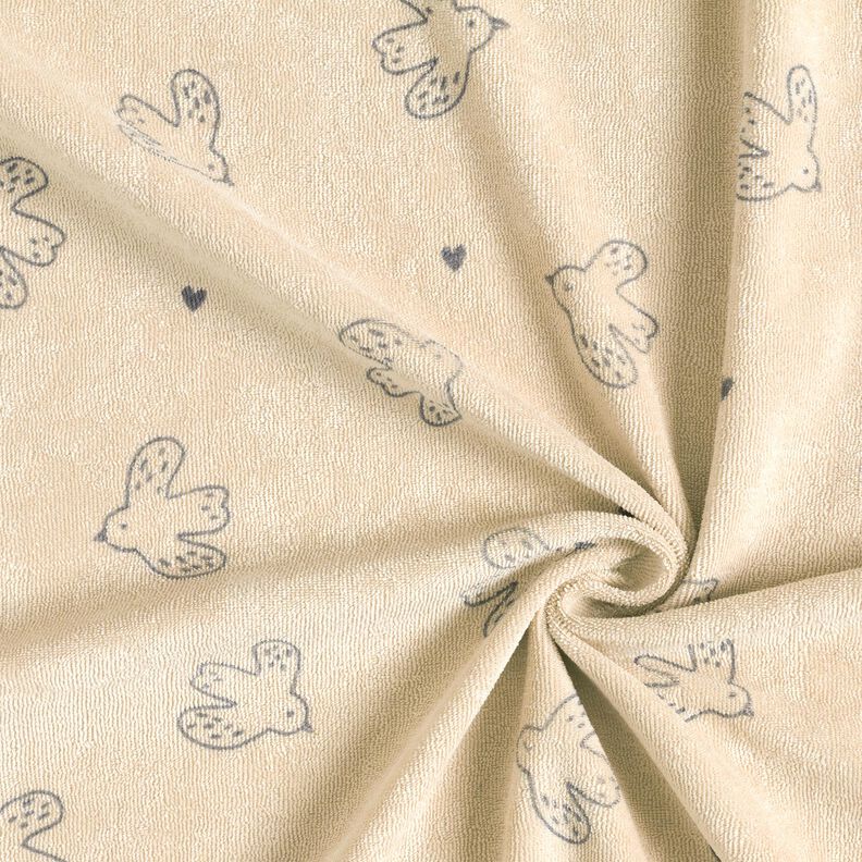 Tecido turco Jersey Passarinhos – amêndoa,  image number 3