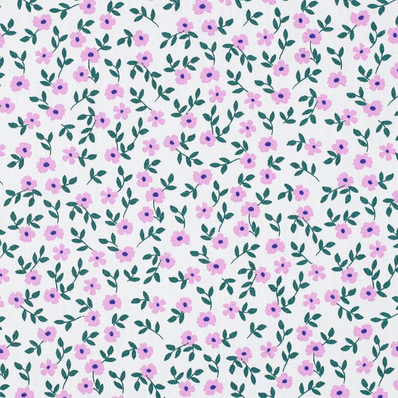 GOTS Popelina de algodão Flores espalhadas | Poppy Fabrics – branco/rosa,  image number 1