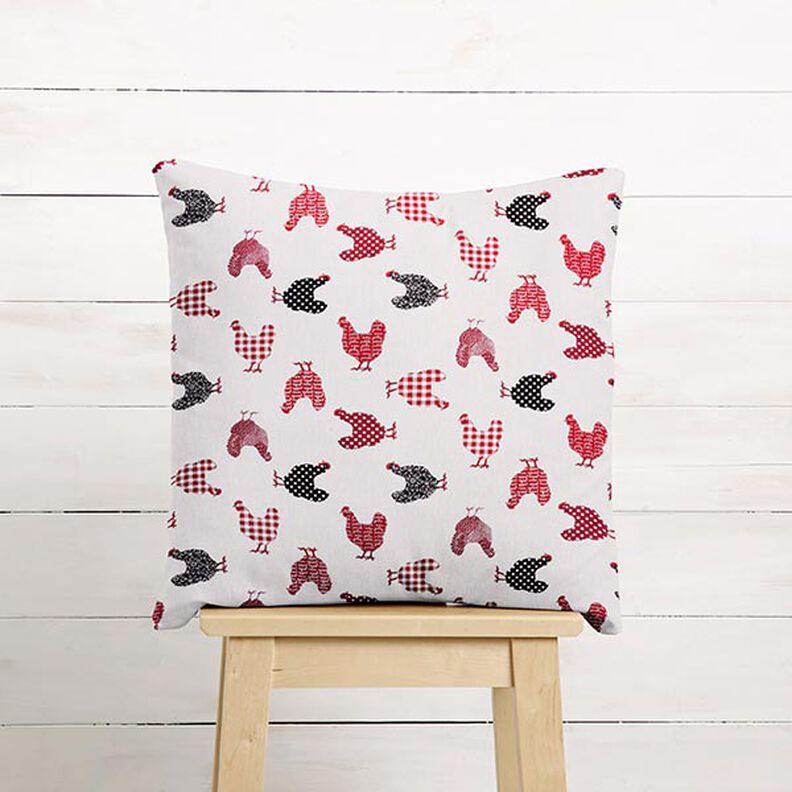 Tecido de algod&atilde;o Cretone Galinhas &ndash; branco sujo/cor de malagueta,  image number 5