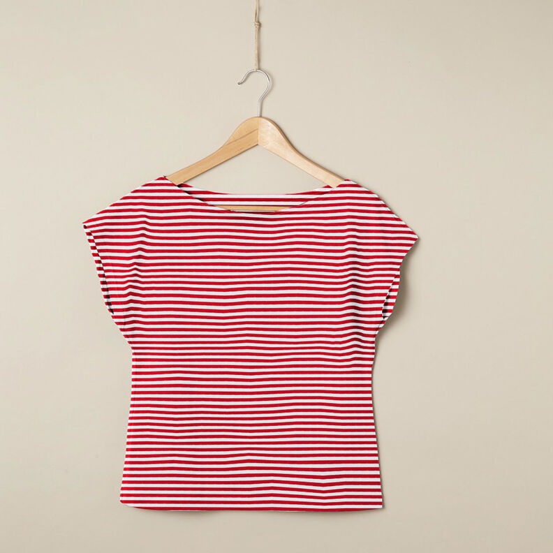 Jersey de algodão Riscas estreitas – vermelho/branco,  image number 6