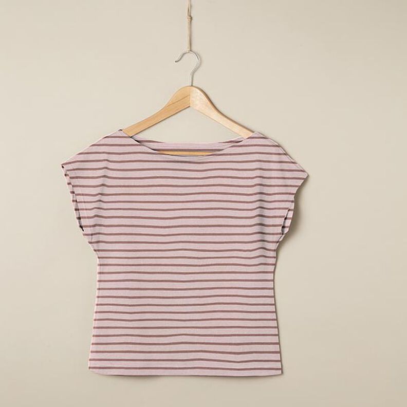 Jersey de algodão Riscas estreitas e largas – rosa-velho claro/rosa-velho escuro,  image number 7