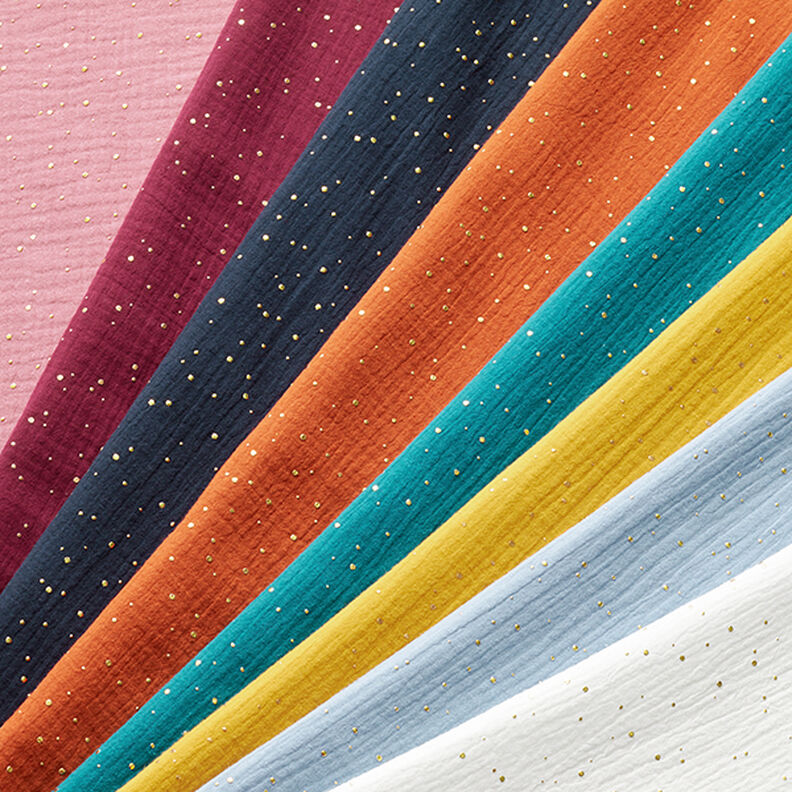 Algodão Musselina Sarapintas douradas espalhadas – amarelo-caril/dourado,  image number 5