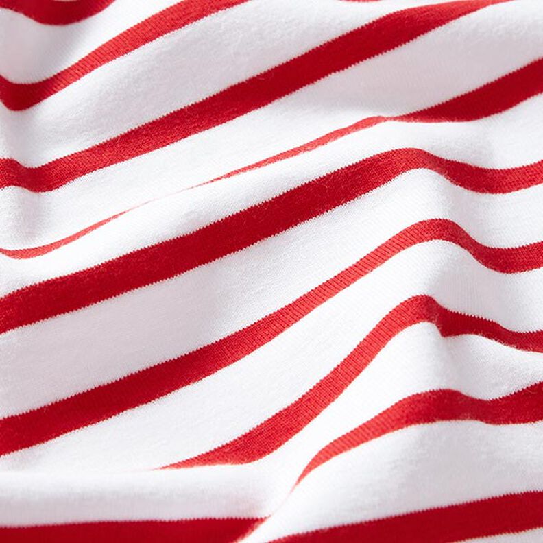 Jersey de algodão Riscas estreitas e largas – branco/vermelho,  image number 2