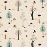 GOTS Tecido de algodão Cretone Pássaros na floresta – natural/eucalipto,  thumbnail number 1