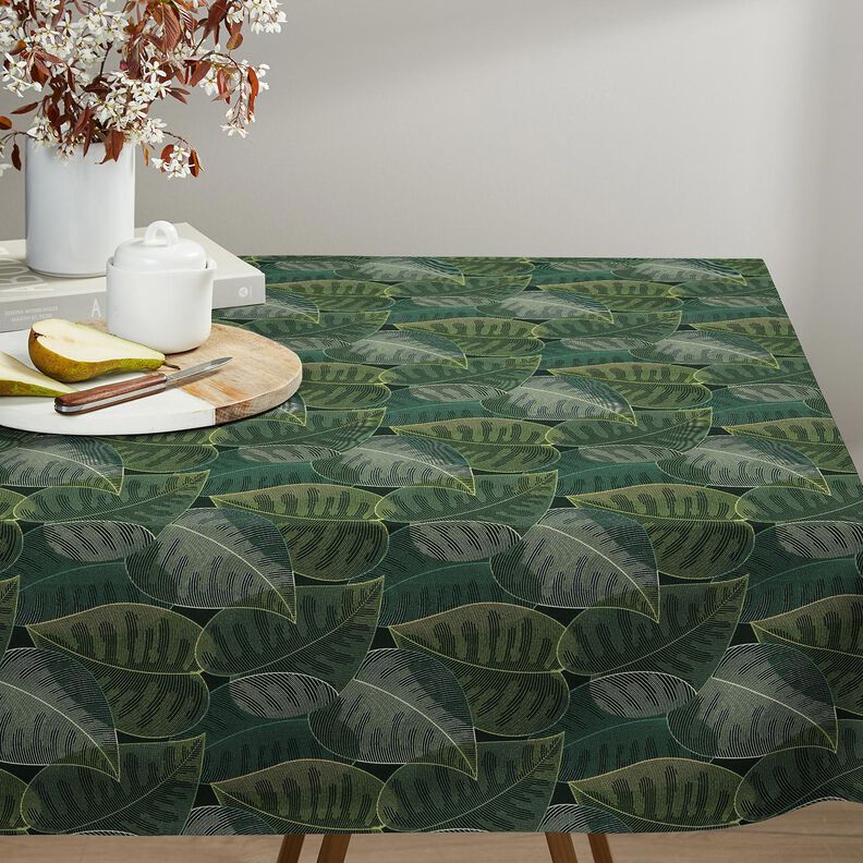 Tecido para decoração Sarja de algodão Folhas minimalistas – verde escuro,  image number 7