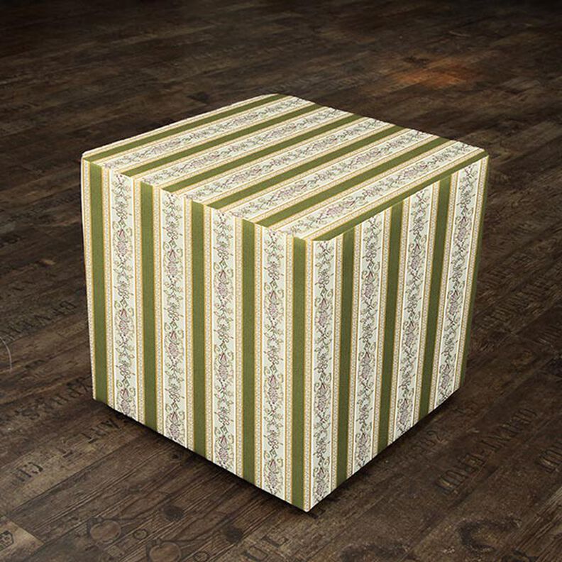 Tecido para mobili&aacute;rio Jacquard Biedermeier Riscas &ndash; creme/azeitona,  image number 6