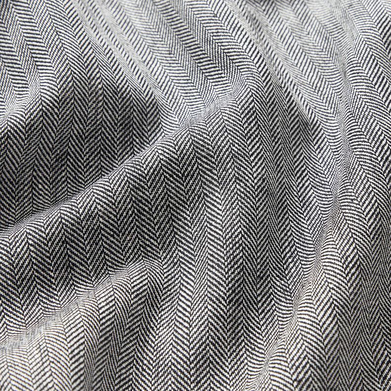 Mistura de linho e algodão Espinha de peixe – preto,  image number 2