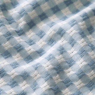 Tecido de algodão Textura xadrez – branco/azul claro, 
