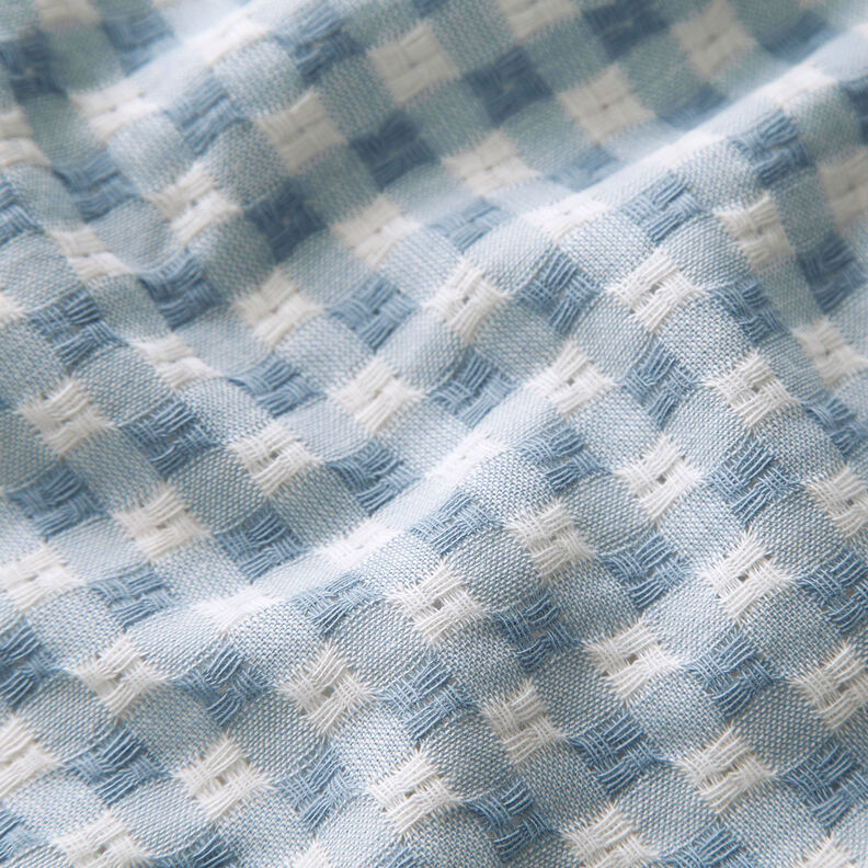 Tecido de algodão Textura xadrez – branco/azul claro,  image number 2