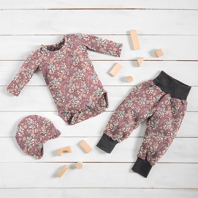 Flanela de algod&atilde;o Prado de flores de outono &ndash; ameixa,  image number 5