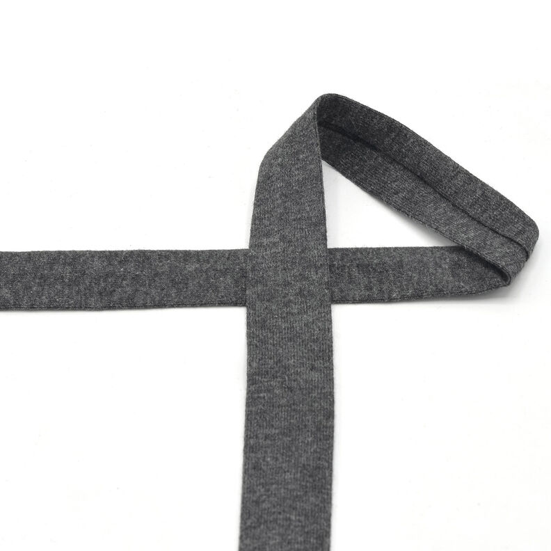 Fita de viés Jersey de algodão Melange [20 mm] – antracite,  image number 2