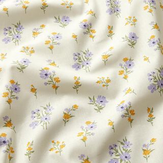 Tecido de algodão Cretone Florzinhas Mini – creme/lilás, 