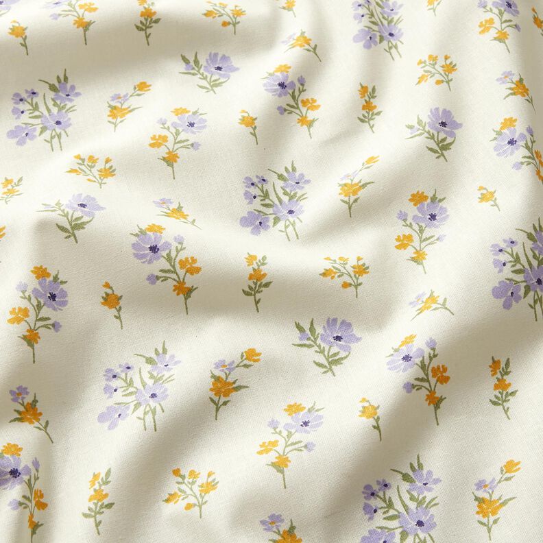Tecido de algodão Cretone Florzinhas Mini – creme/lilás,  image number 2