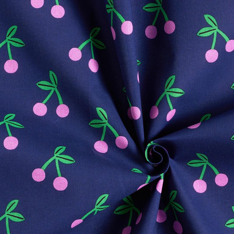 Algodão revestido Cerejas engraçadas – azul-marinho,  image number 3