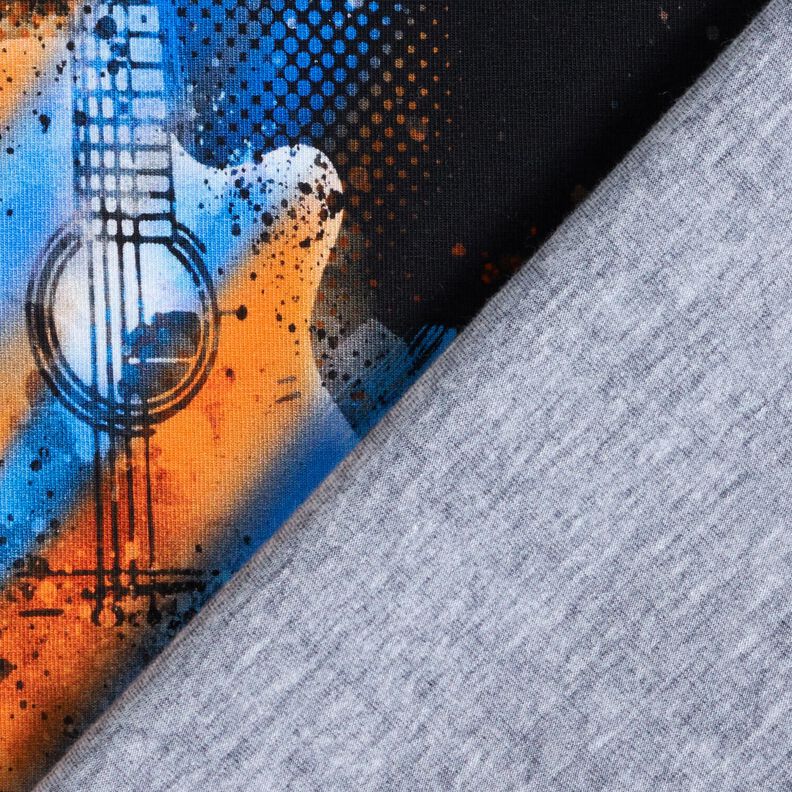 Jersey de algodão Barra Guitarra | Glitzerpüppi – preto/laranja,  image number 4