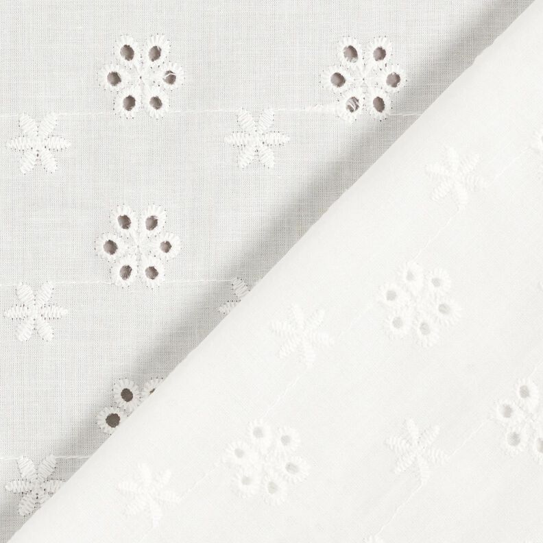 Tecido de algodão Bordado inglês Flores pequenas – branco,  image number 4