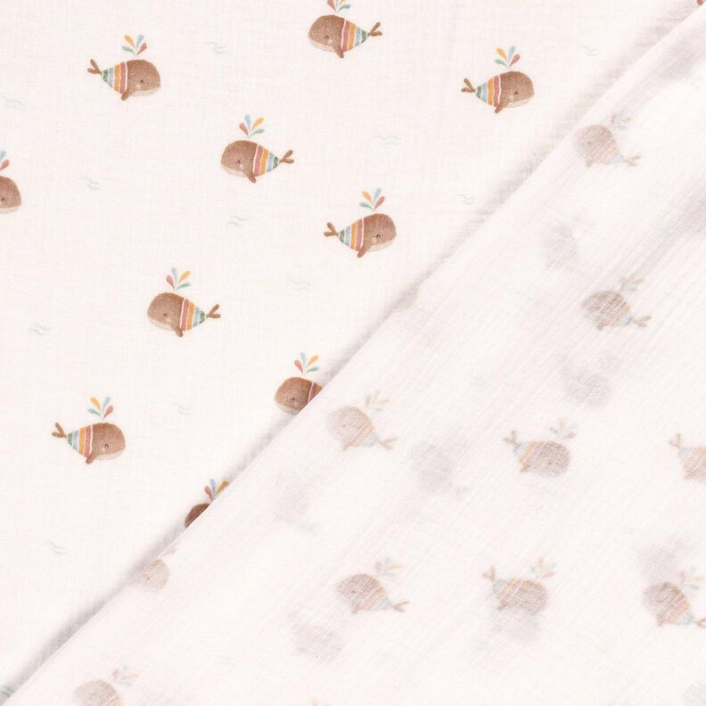 Musselina/ Tecido plissado duplo Baleia às riscas Impressão Digital – marfim,  image number 4